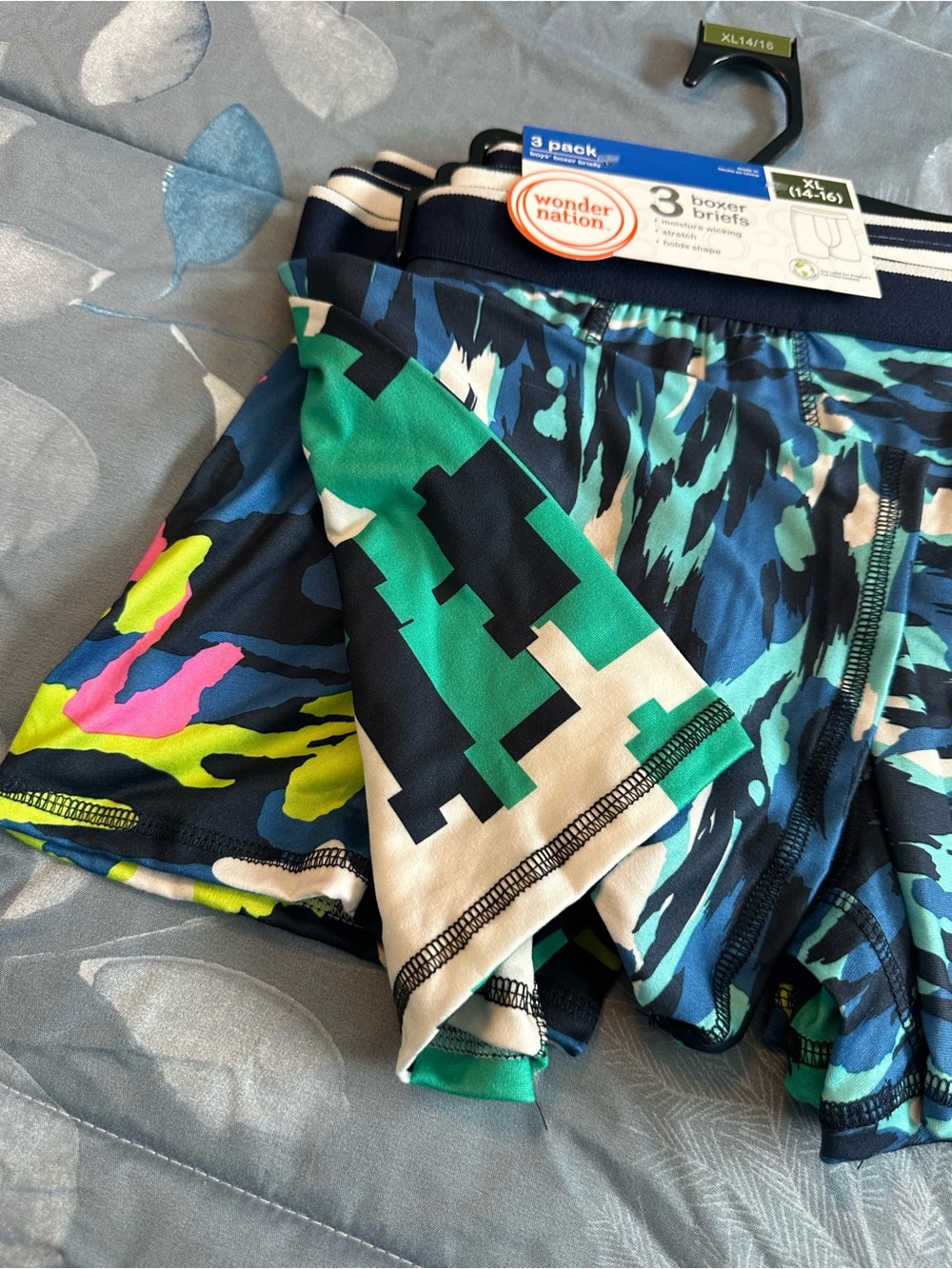 NWTS wonder nation Boys XL 3-Pack Boxer Briefs - Blue Camouflage Sz XL 14-16 - Picture 7 of 7